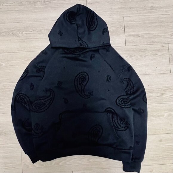 AOP Paisley Hoodie Men’s Large Black Pullover Sweater Streetwear - Picture 1 of 4